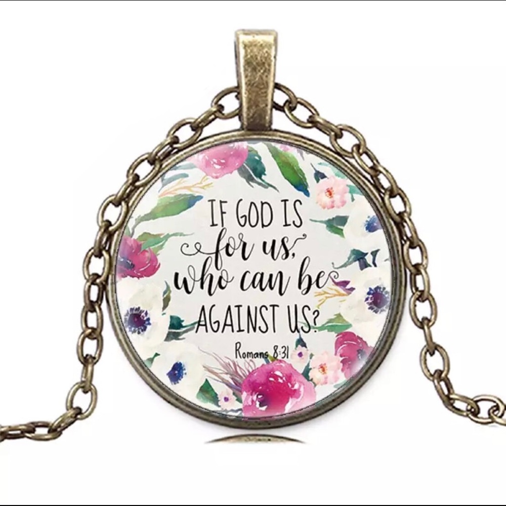 Bible Quote Necklace Romans 8:31
